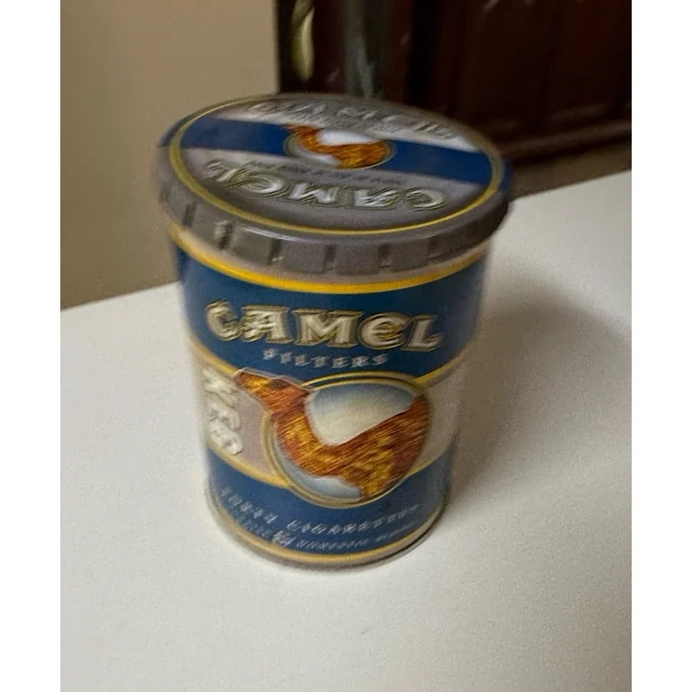 Camel 40 Cigarette Keg Metal Press Snap Top Lid‎ Collector Tobacco Tin